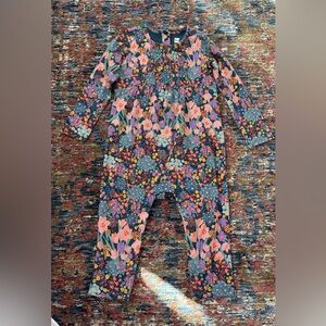 Tea Collection Floral Kids One Piece - Blue and Pink